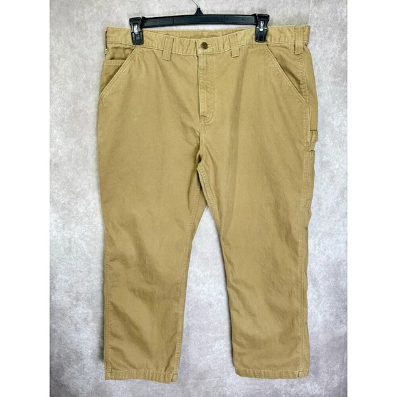 Carhartt Pants Mens 42x30 Fits 40x27 Khaki Brown Relaxed Fit Carpenter B324 DKH - Picture 2 of 9